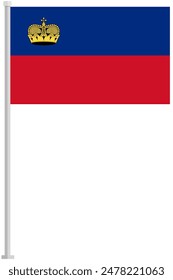 Flag of Liechtenstein with silver pole flat icon isolated on white background.