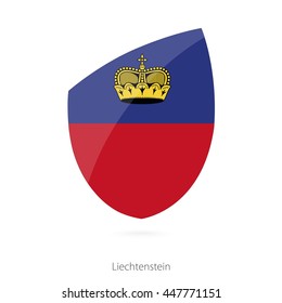 Flag of Liechtenstein in the style of Rugby icon. Vector Illustration.