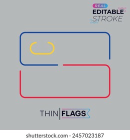 The flag of Liechtenstein. Thin Flag icon. Editable Stroke Liechtenstein Flag