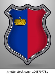 Flag of Liechtenstein. Vector Badge and Icon. Vertical Orientation Version