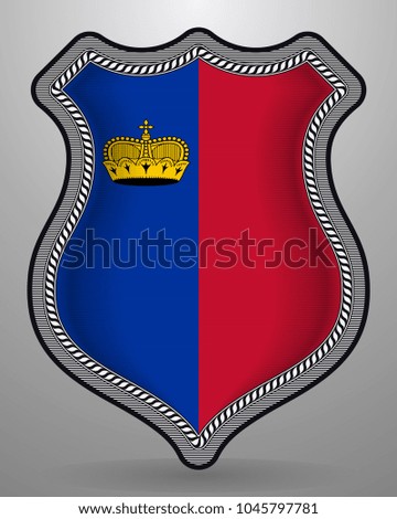 Flag of Liechtenstein. Vector Badge and Icon. Vertical Orientation Version