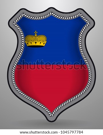 Flag of Liechtenstein. Vector Badge and Icon. Horizontal Orientation Version