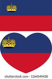 Flag of Liechtenstein vector. Liechtenstein flag.  Heart vector, sticker, eps10
