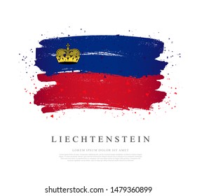 Flag of Liechtenstein. Vector illustration on a white background. Brush strokes are drawn by hand. Independence Day.