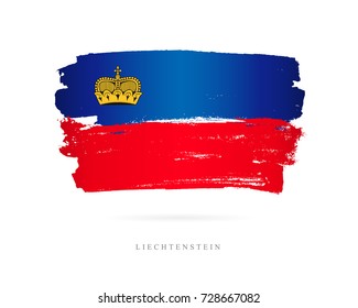 Flag of Liechtenstein. Vector illustration on white background. Beautiful brush strokes. Abstract concept. Elements for design.