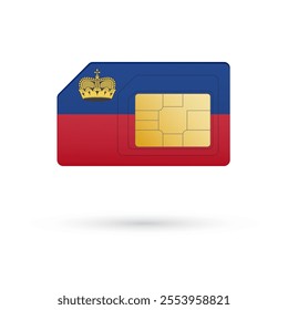 Flag of Liechtenstein. Vector illustration of SIM Card with flag on white background