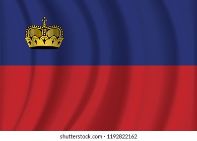 Flag of Liechtenstein waving in the wind giving an undulating texture of folds in the fabric