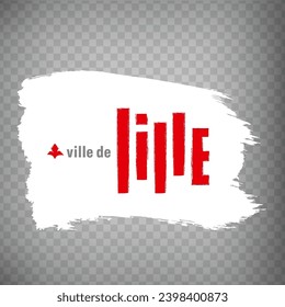 Flag of Lille brush strokes. Flag Lille is the city of France on transparent background for your web site design, app, UI.  EPS10.