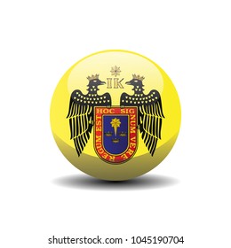 Flag of Lima. Peru capital city 3D circle button vector illustration.