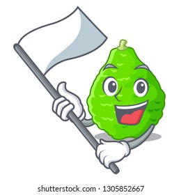 With flag Lime kaffir is isolated with cartoons