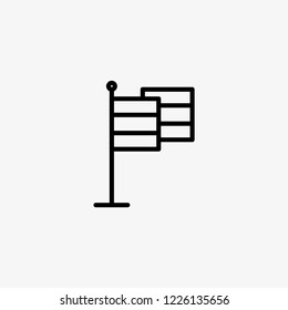 FLAG. Line art icon design with black color. Vector outline symbol in thin line.