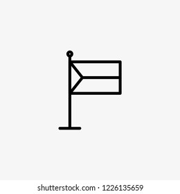 FLAG. Line art icon design with black color. Vector outline symbol in thin line.
