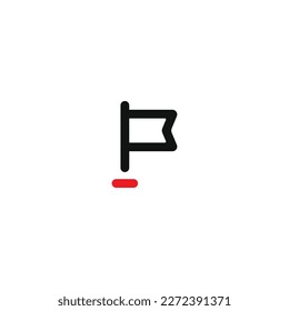 flag line black icon with red accents for web, app, etc