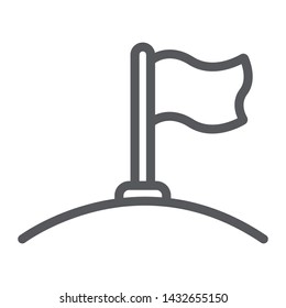 Flag line icon, direction and pennant, flagpole sign, vector graphics, a linear pattern on a white background, eps 10.