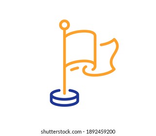 Flag line icon. Goal success sign. Leadership symbol. Quality design element. Line style flag icon. Editable stroke. Vector