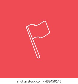 Flag Line Icon On Red Background