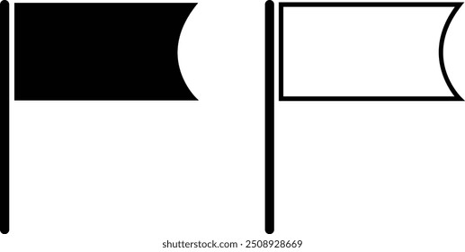 Flag line icon set. Checkered flags, location marker, waving pennant, bookmark, pin minimal vector illustrations. Simple outline signs for web map application with transparent background.
