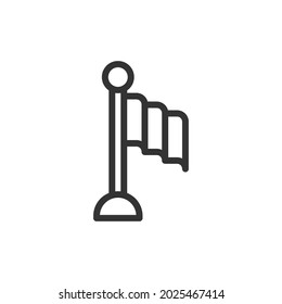 Flag line icon, sign or symbol. Premium pictogram in trendy outline style. Flag pixel perfect vector icon isolated on a white background. 