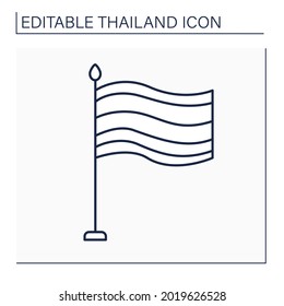 Flag line icon. Thai kingdom flag. Five horizontal stripes. Traditional symbol or emblem of the country. Thailand concept. Isolated vector illustration. Editable stroke
