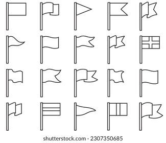 Flag line set icon, logo vector
