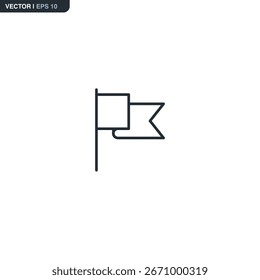 Bandera, signo de estilo lineal para el concepto móvil y el Diseño web. Símbolo, ilustración del logotipo. Gráficos de Vector perfecto de píxeles