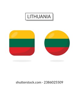 Flag of Lithuania 2 Shapes icon 3D cartoon style.