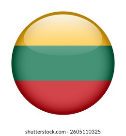 flag of Lithuania, button round glossy icon