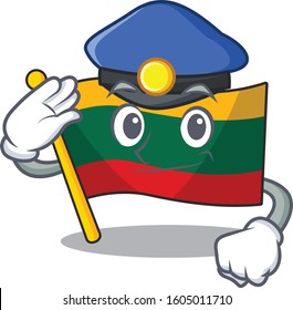 Flag lithuania Cartoon mascot performed as a Police officer