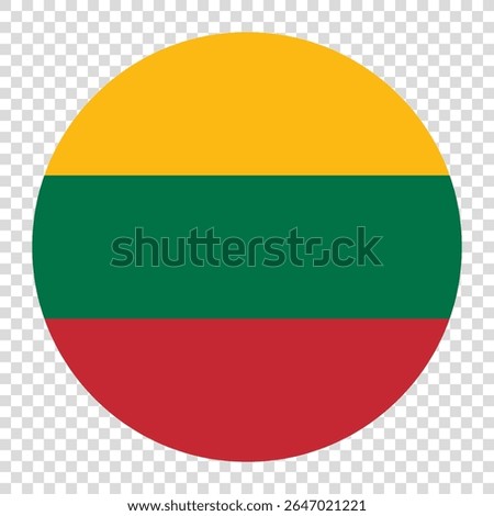 Flag of Lithuania. Lithuania circle flag logo icon computer vector illustration design. Transparent checkerboard background.