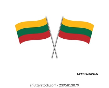 Flag of Lithuania, Lithuania cross flag design. Lithuania cross flag isolated on white background. Vector Illustration of crossed Lithuania flags.