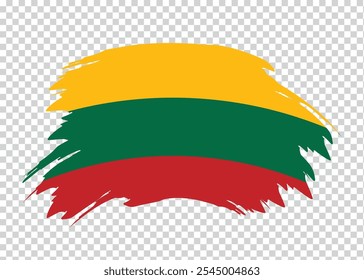 Flag of Lithuania with distressed paint stroke brush effect on isolated background