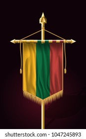 Flag of Lithuania. Festive Vertical Banner. Wall Hangings with Gold Tassel Fringing