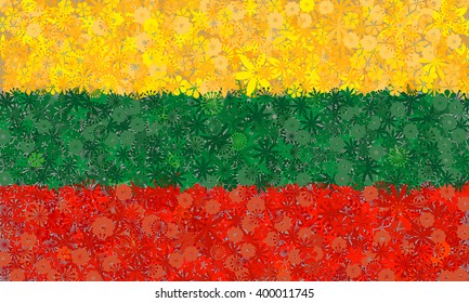 Flag of Lithuania with flowers