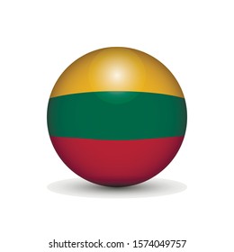 Flag of Lithuania in the form of a ball isolated on white background.