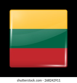 Flag of Lithuania. Glossy Icons Square Shape. This is File from the Collection European Flags