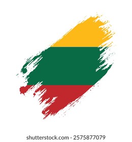 Flag of Lithuania Grunge Brush Stroke Style Vector