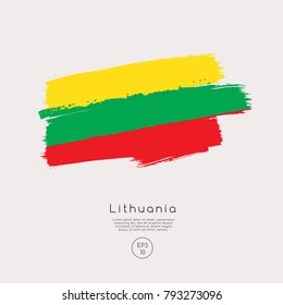 Flag of Lithuania in Grunge Brush Stroke : Vector Illustration