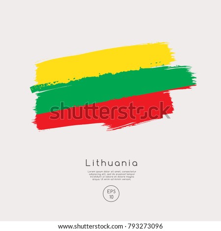 Flag of Lithuania in Grunge Brush Stroke : Vector Illustration