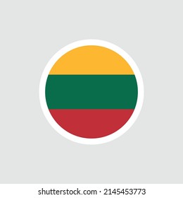Flag of Lithuania. Horizontal tricolor: yellow, green, red. Symbol of the Republic of Lithuania. Isolated vector illustration.