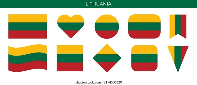 Flag of Lithuania. Icon set vector illustration. Design template