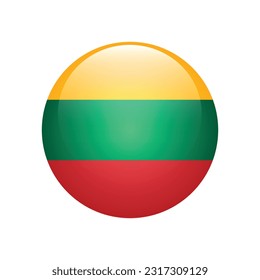 La bandera de Lituania. Icono de marca. Color estándar. La bandera redonda. 3 quinquies ilustración. Ilustración del equipo. Ilustración digital. Ilustración vectorial.