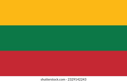 The flag of Lithuania. Flag icon. Standard color. Standard size. A rectangular flag. Computer illustration. Digital illustration. Vector illustration.