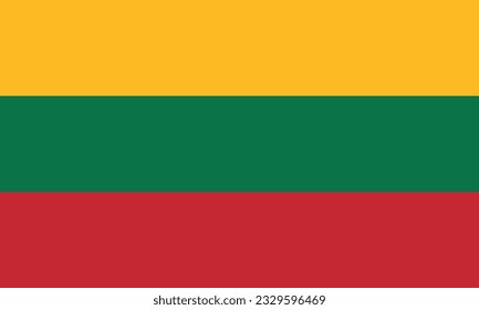 La bandera de Lituania. Icono de marca. Color estándar. Tamaño estándar. Bandera rectangular. Ilustración del equipo. Ilustración digital. Ilustración vectorial.