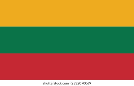 The flag of Lithuania. Flag icon. Standard color. Standard size. A rectangular flag. Computer illustration. Digital illustration. Vector illustration.