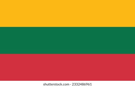 Die Flagge Litauens. Flaggensymbol. Standardfarbe. Standardgröße. Eine rechteckige Flagge. Computergrafik. Digitale Illustration. Vektorgrafik.