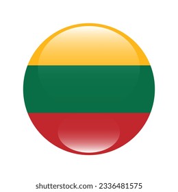 The flag of Lithuania. Flag icon. Standard color. Circle icon flag. 3d illustration. Computer illustration. Digital illustration. Vector illustration.