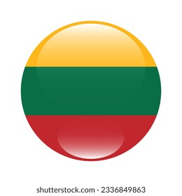La bandera de Lituania. Icono de marca. Color estándar. Indicador de icono de círculo. 3 quinquies ilustración. Ilustración del equipo. Ilustración digital. Ilustración vectorial.