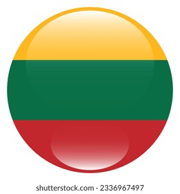 The flag of Lithuania. Flag icon. Standard color. Circle icon flag. 3d illustration. Computer illustration. Digital illustration. Vector illustration.