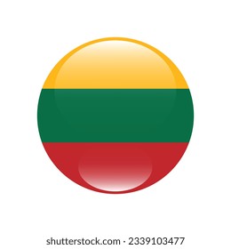 Die Flagge Litauens. Flaggensymbol. Standardfarbe. Circle Icon Flag. 3D-Abbildung. Computergrafik. Digitale Illustration. Vektorgrafik.