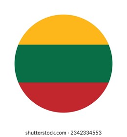 La bandera de Lituania. Icono de marca. Color estándar. Indicador de icono de círculo. Ilustración del equipo. Ilustración digital. Ilustración vectorial.